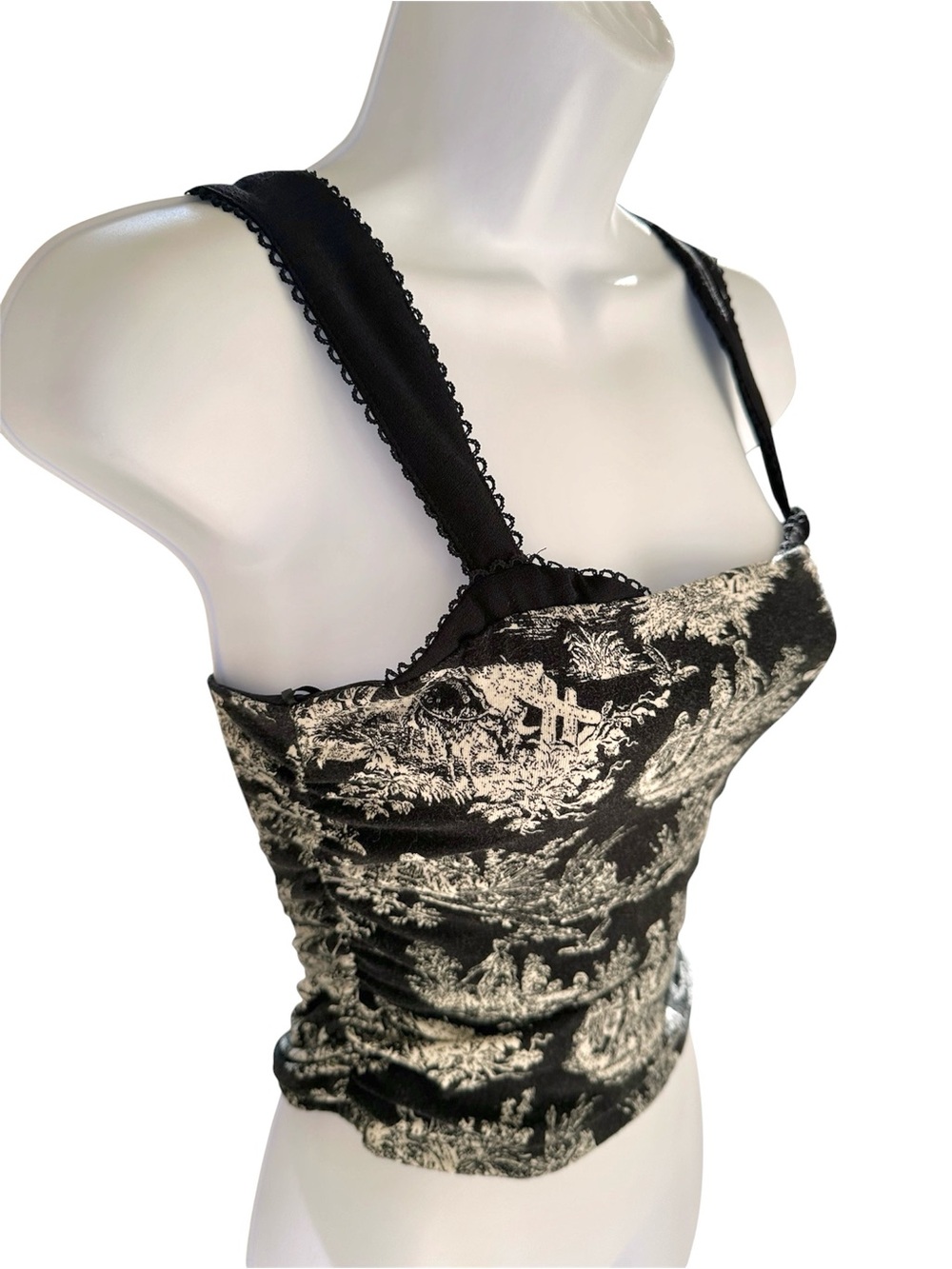 Thirty / Thirty Black and Ivory Toile Print Tank Top - Picture 2 of 12